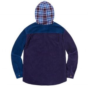 supreme hooded color blocked corduroy shirt